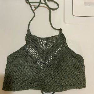 Green halter swim suit